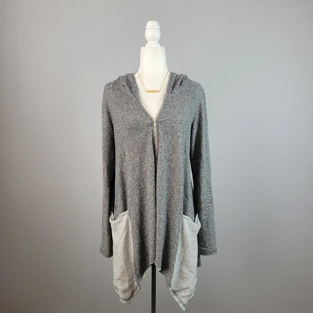 MICHAEL LAUREN // ltd ed casper full zip asymmetric super soft hooded ja…